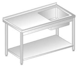 Stół nierdzewny ze zlewem 1-komorowym i półką składany 1000/600/850 mm